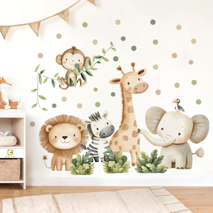 Baby Nursery Boy - Stiker Dinding Hewan Hutan Boho untuk