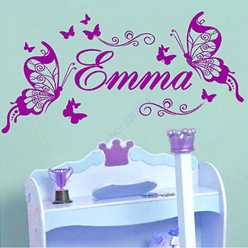 Baby Girl Nursery Quotes - Kupu-kupu Baru Nama Pribadi Vinil Kupu-kupu