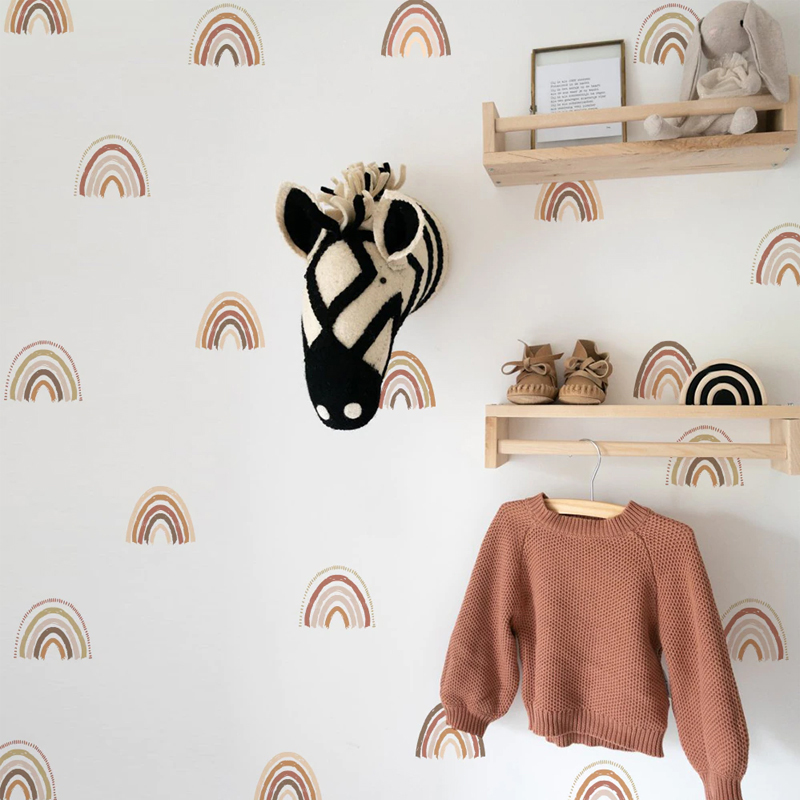 Baby Nursery Decor Girl - Boho stiker dinding pelangi anak-anak, stiker