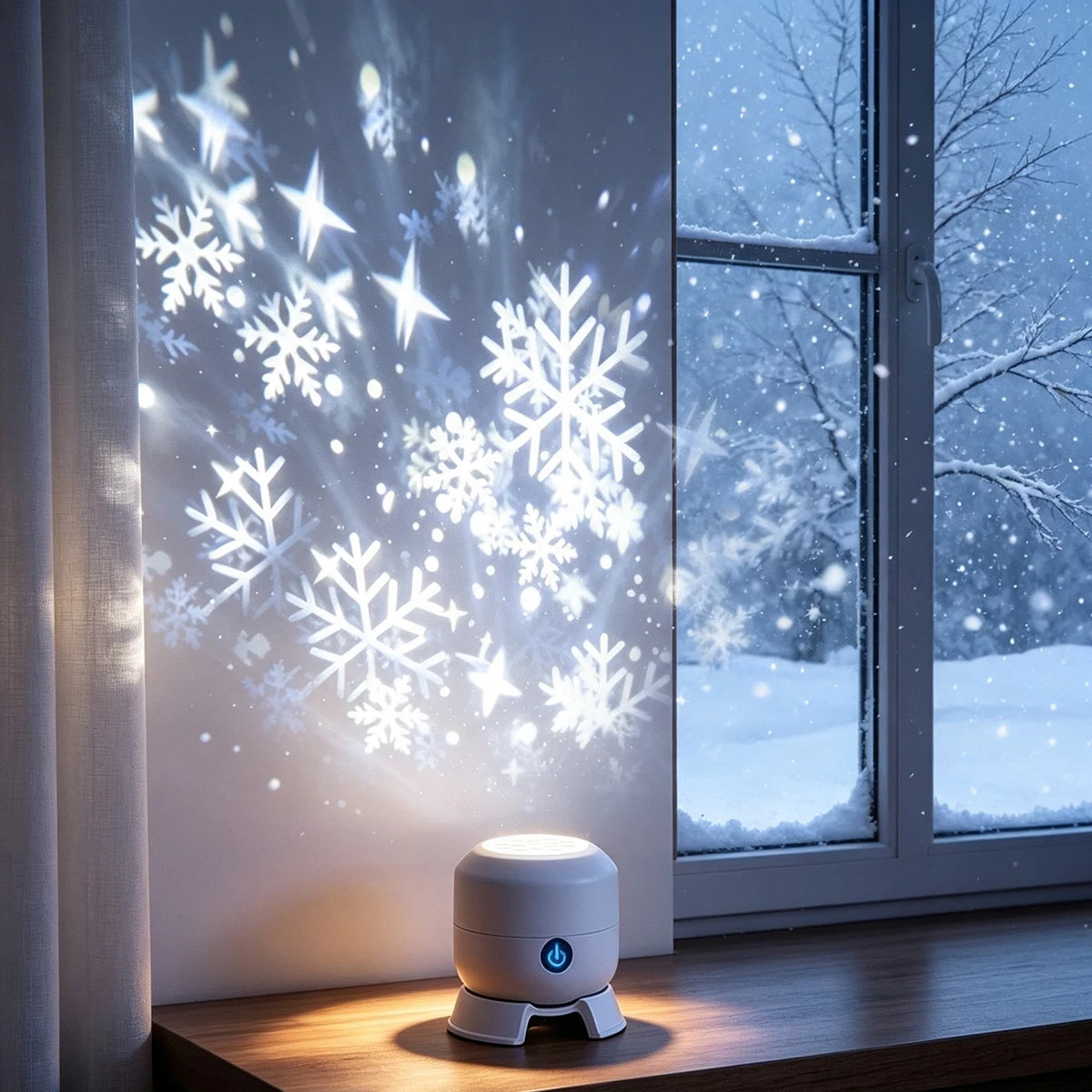 Baby Nursery Wall Lights - Lampu Proyektor Bintang dan Kepingan Salju