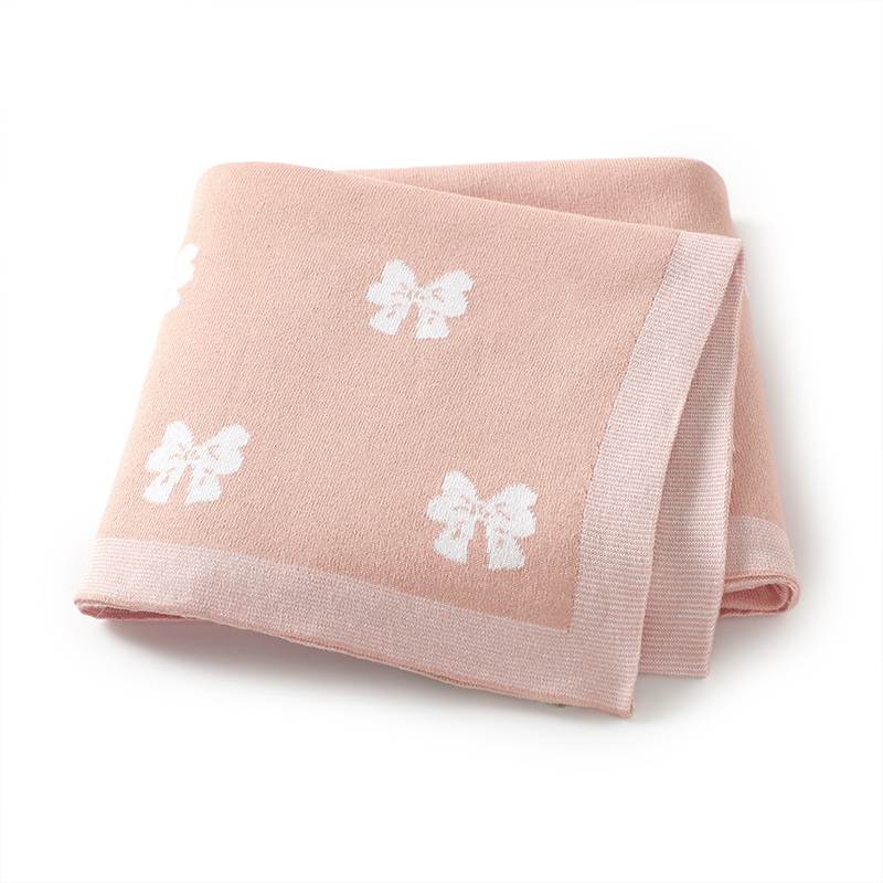Baby Nursery Boy - Selimut katun bayi rajut lucu busur