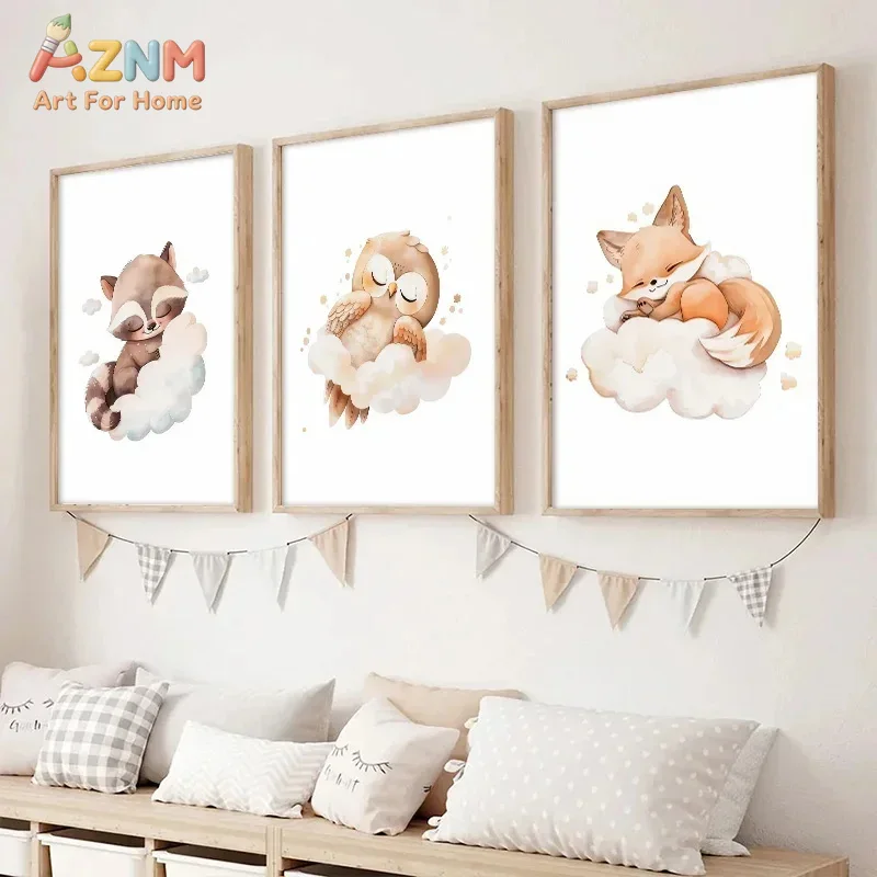 Lukisan Kanvas Bertema Hewan H - Baby Nursery Frames ulasan dan harga