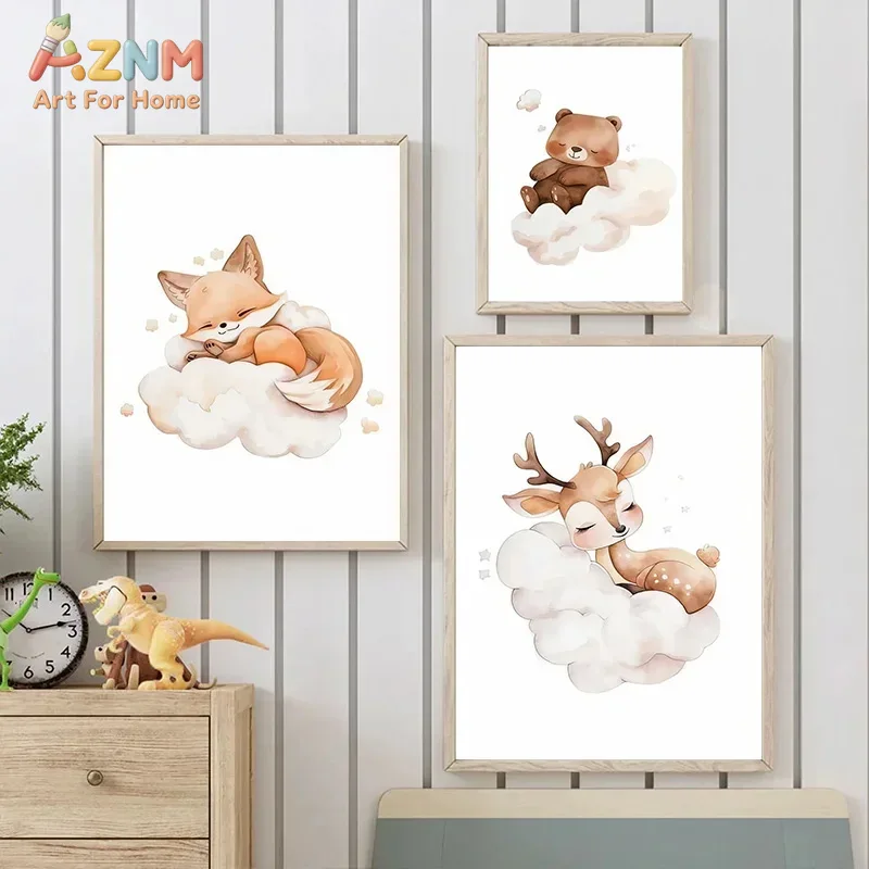Lukisan Kanvas Bertema Hewan H - Baby Nursery Frames ulasan dan harga