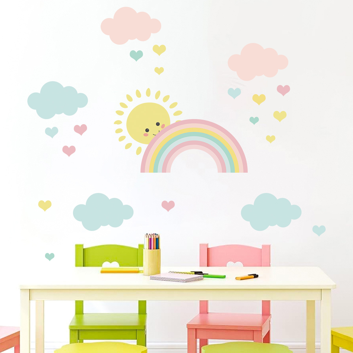 Stiker Dinding Awan Pelangi Ma - Baby Nursery Decor Girl ulasan dan harga