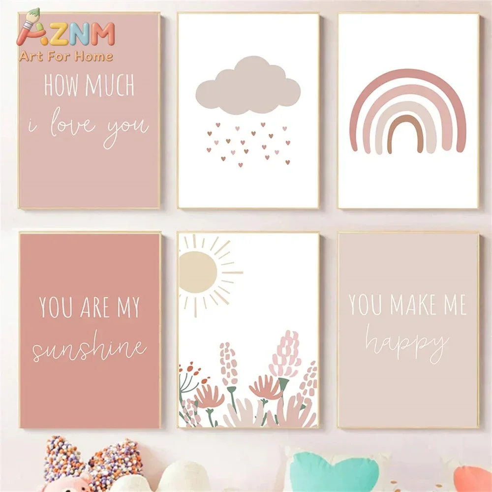 AZNM Lukisan Dinding Kanvas Mo - Baby Girl Nursery Quotes ulasan dan harga