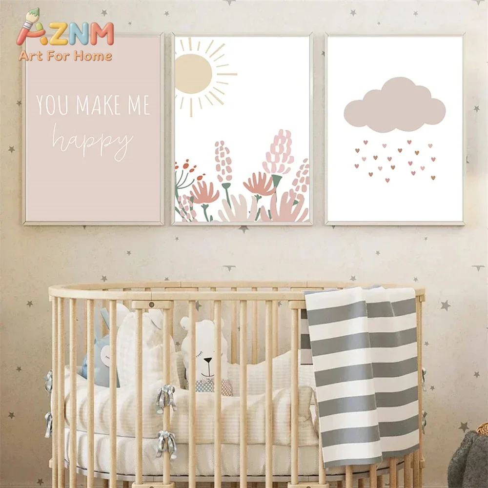 AZNM Lukisan Dinding Kanvas Mo - Baby Girl Nursery Quotes ulasan dan harga