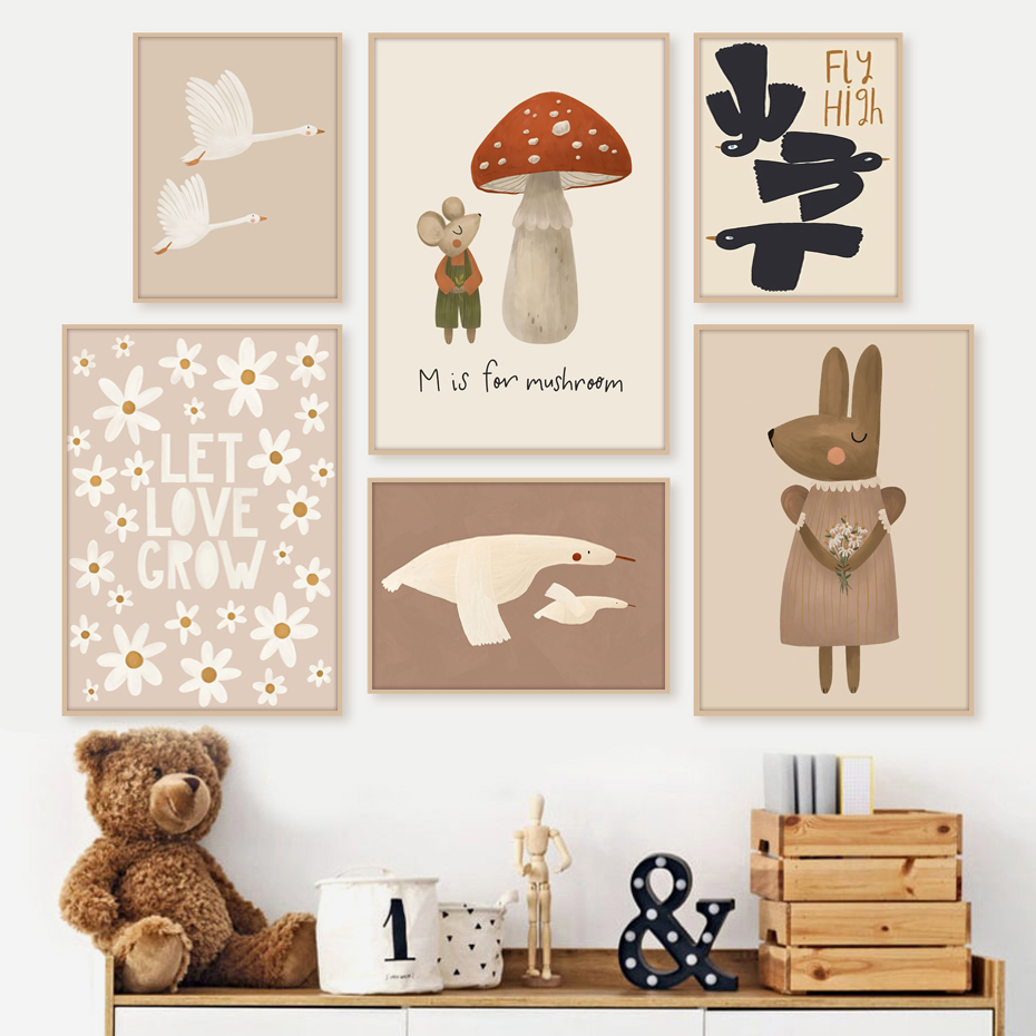 Poster angsa kartun kelinci Bo - Baby Nursery Frames ulasan dan harga