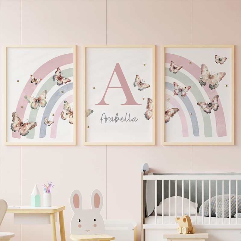 Kupu-kupu Pelangi Merah Muda K - Baby Nursery Decor Girl ulasan dan harga