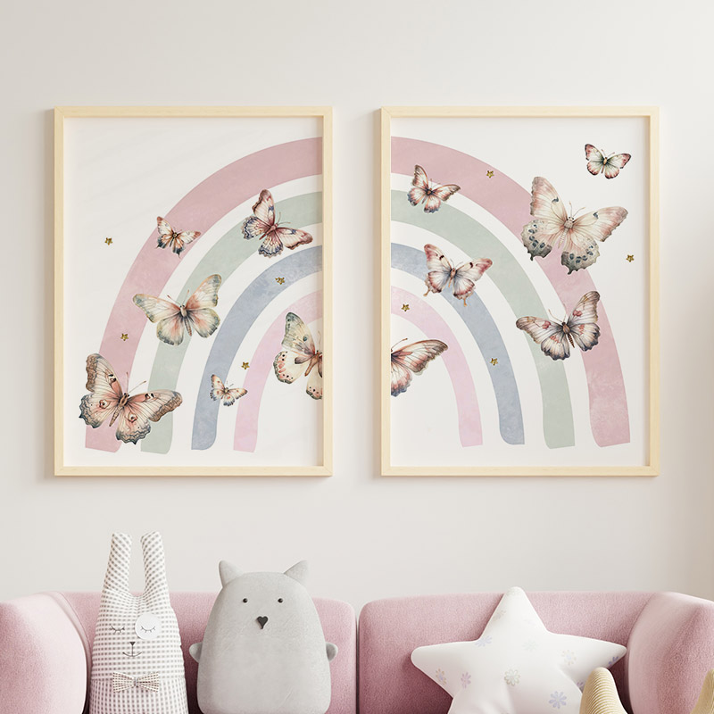 Kupu-kupu Pelangi Merah Muda K - Baby Nursery Decor Girl ulasan dan harga