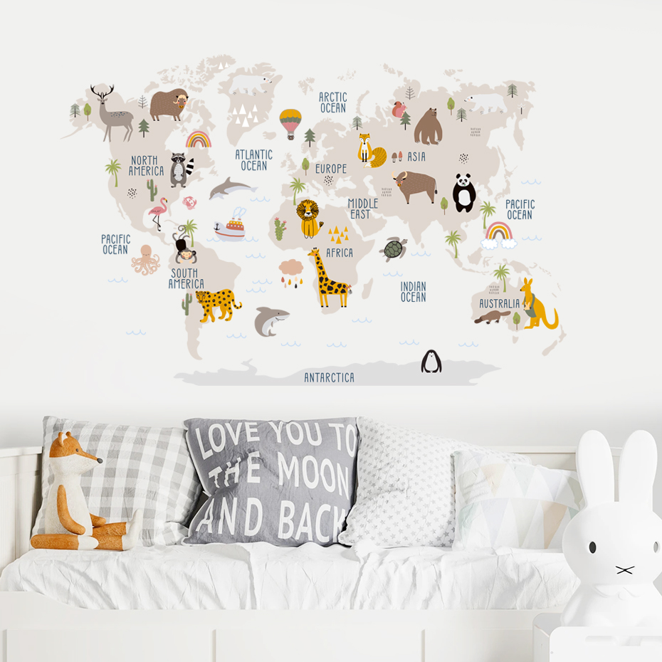Stiker dinding peta dunia kart - Baby Nursery Decor Girl ulasan dan harga